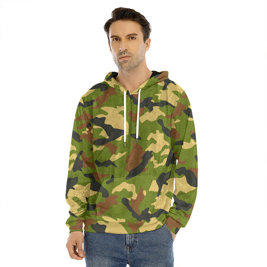 Military Camouflage Print Men's Velvet Pullover Hoodie