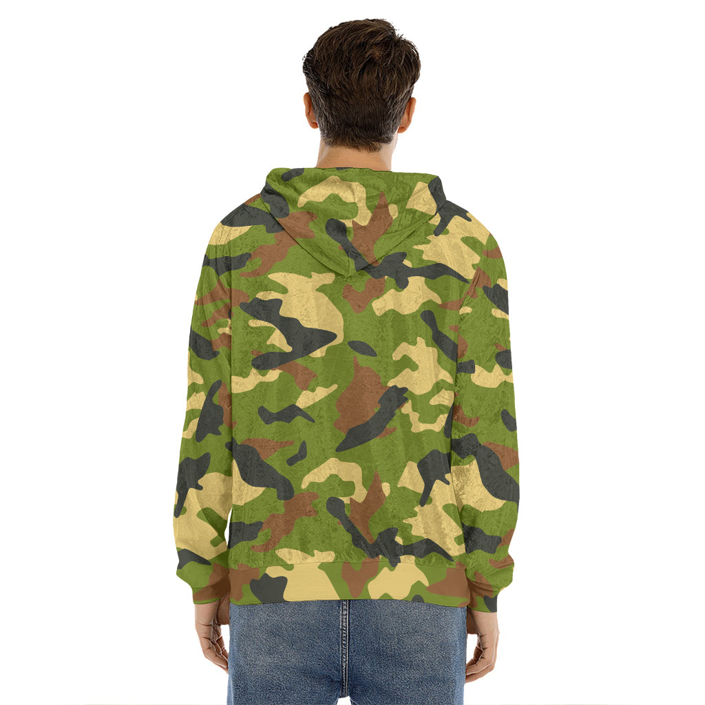 Military Camouflage Print Men's Velvet Pullover Hoodie