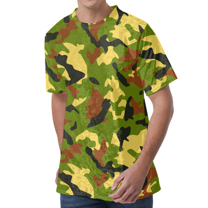 Military Camouflage Print Men's Velvet T-Shirt