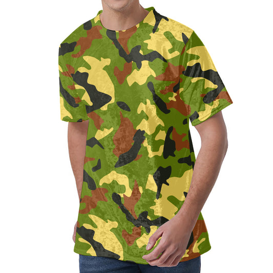 Military Camouflage Print Men's Velvet T-Shirt