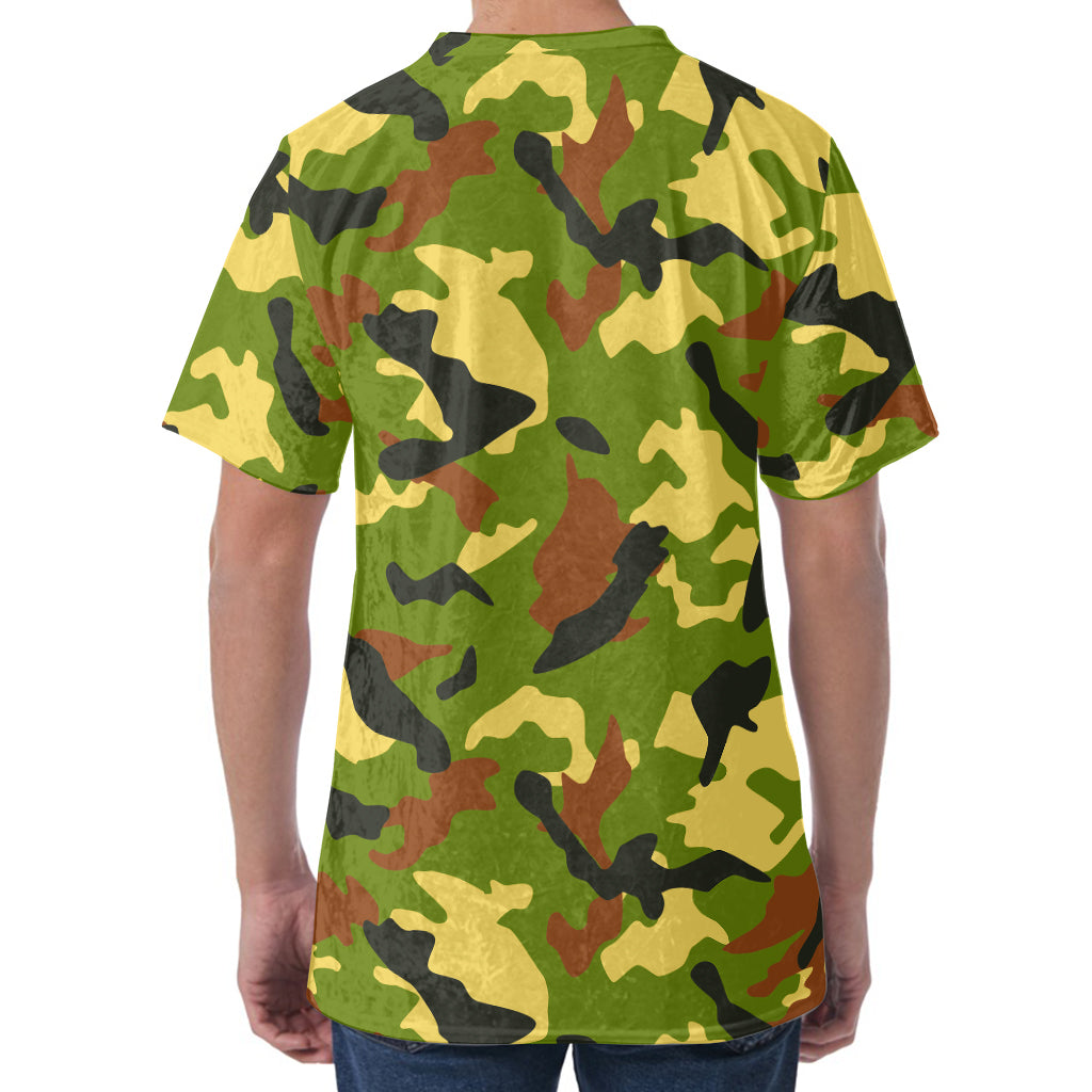 Military Camouflage Print Men's Velvet T-Shirt