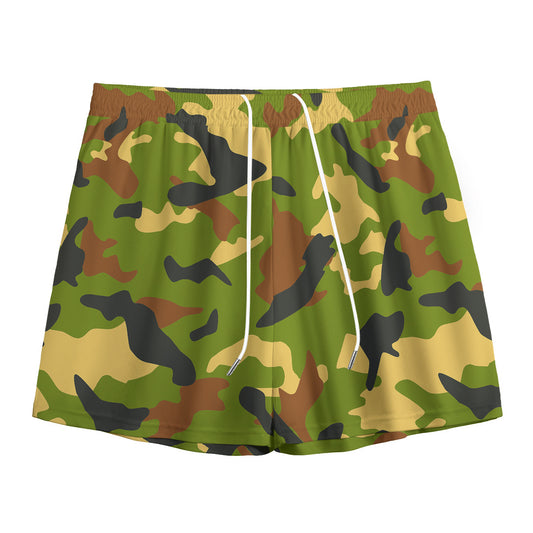 Military Camouflage Print Mesh Shorts