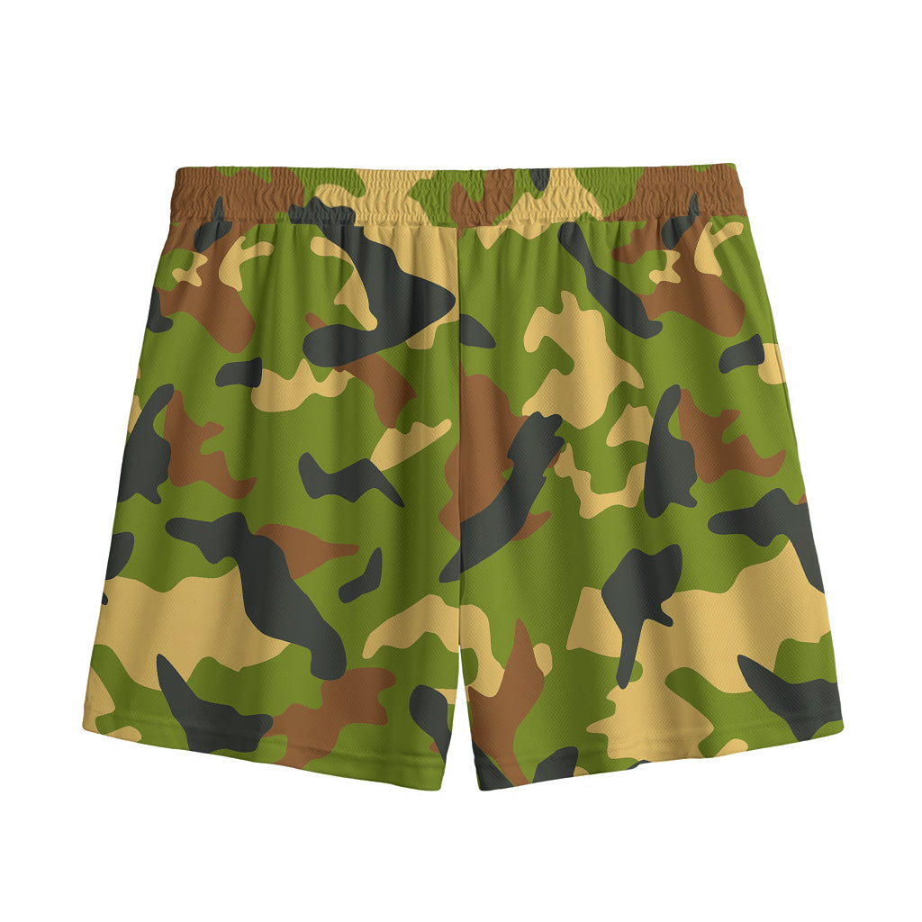 Military Camouflage Print Mesh Shorts