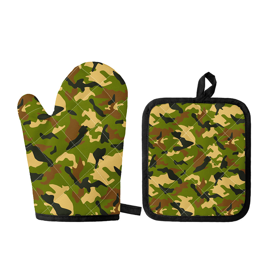 Military Camouflage Print Oven Mitt And Pot Holder Set