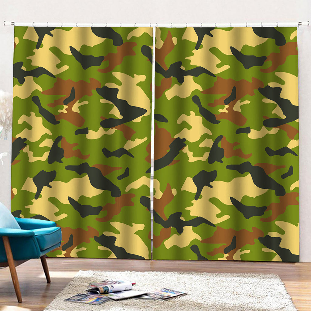 Military Camouflage Print Pencil Pleat Curtains