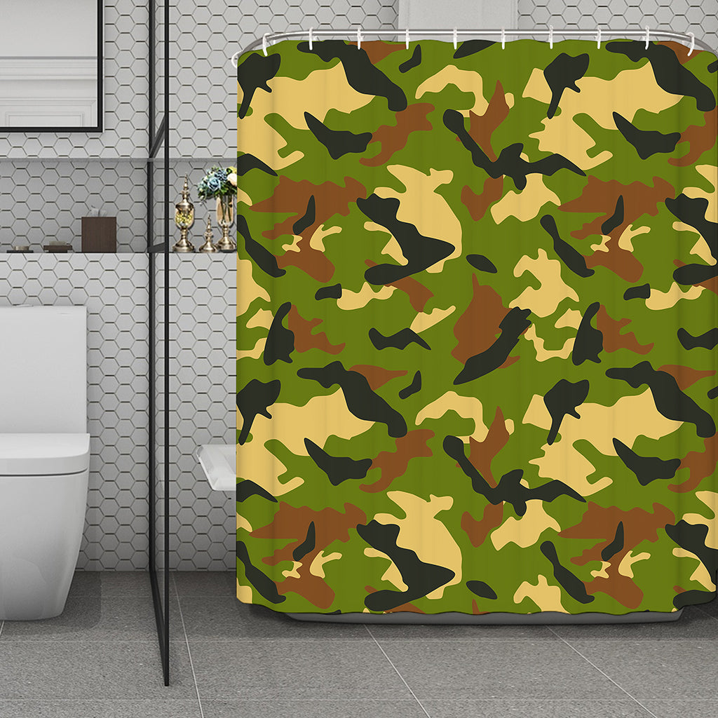 Military Camouflage Print Polyester Shower Curtain