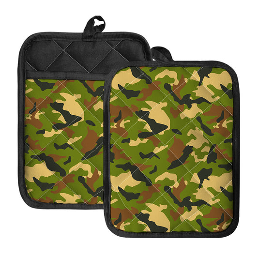 Military Camouflage Print Pot Holders With Pocket