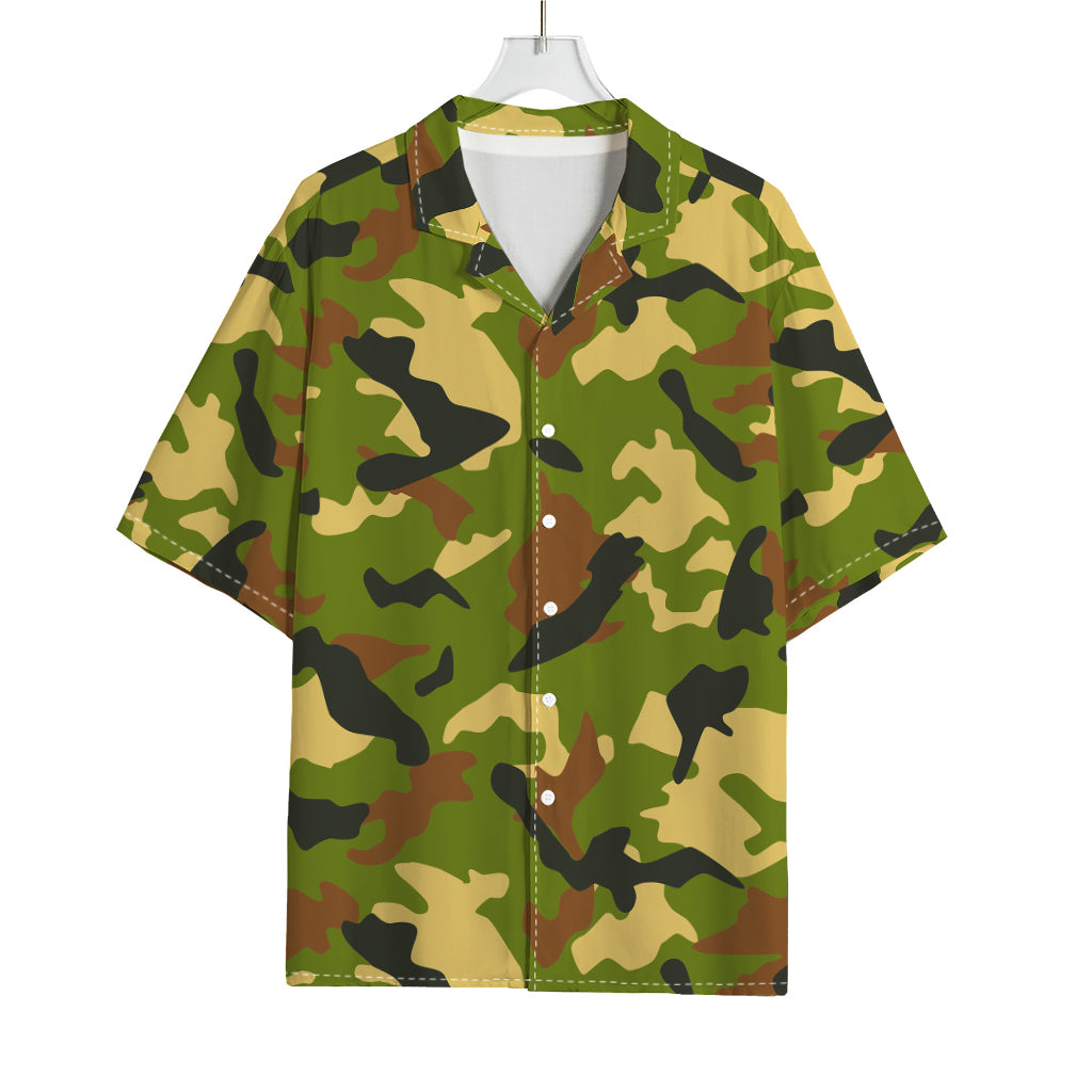 Military Camouflage Print Rayon Hawaiian Shirt