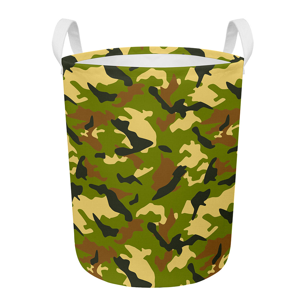 Military Camouflage Print Round Laundry Basket