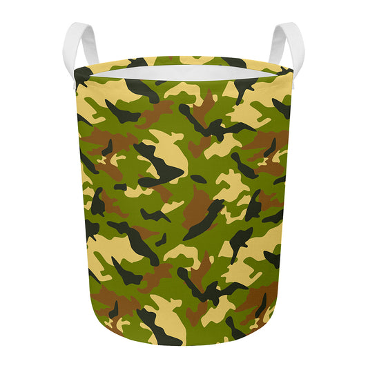 Military Camouflage Print Round Laundry Basket