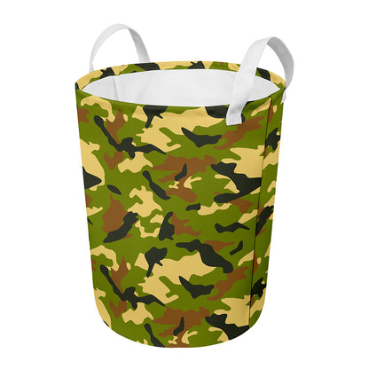 Military Camouflage Print Round Laundry Basket