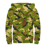 Military Camouflage Print Sherpa Lined Zip Up Hoodie