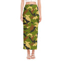 Military Camouflage Print Side Slit Maxi Skirt