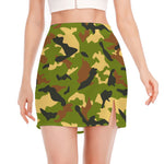 Military Camouflage Print Side Slit Mini Skirt