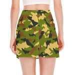 Military Camouflage Print Side Slit Mini Skirt