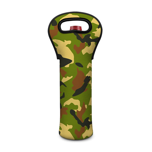 Military Camouflage Print Single Neoprene Wine Tote