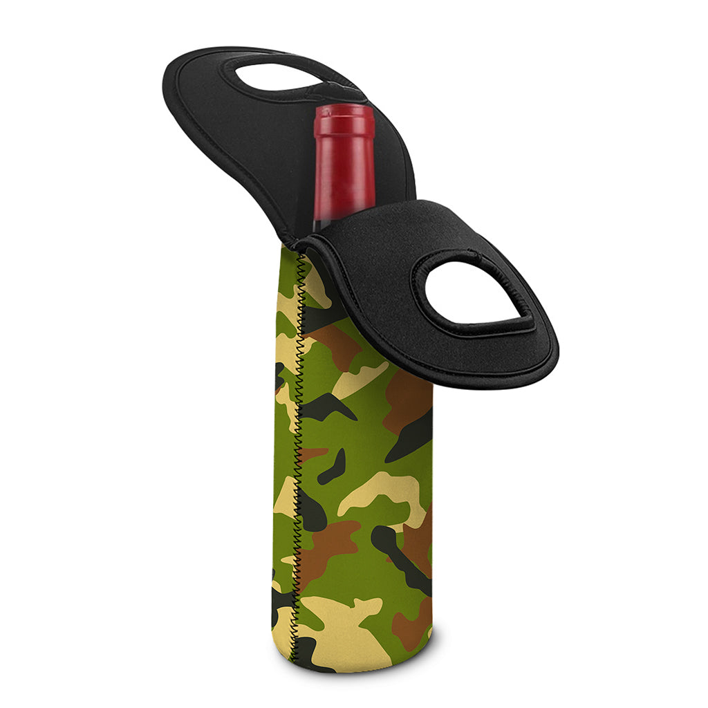 Military Camouflage Print Single Neoprene Wine Tote