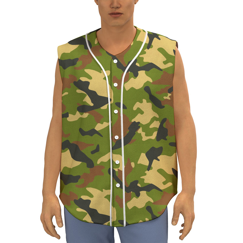 Military Camouflage Print Sleeveless Baseball Jersey
