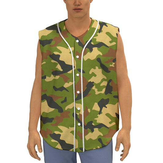Military Camouflage Print Sleeveless Baseball Jersey