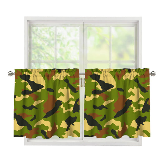 Military Camouflage Print Tier Curtains