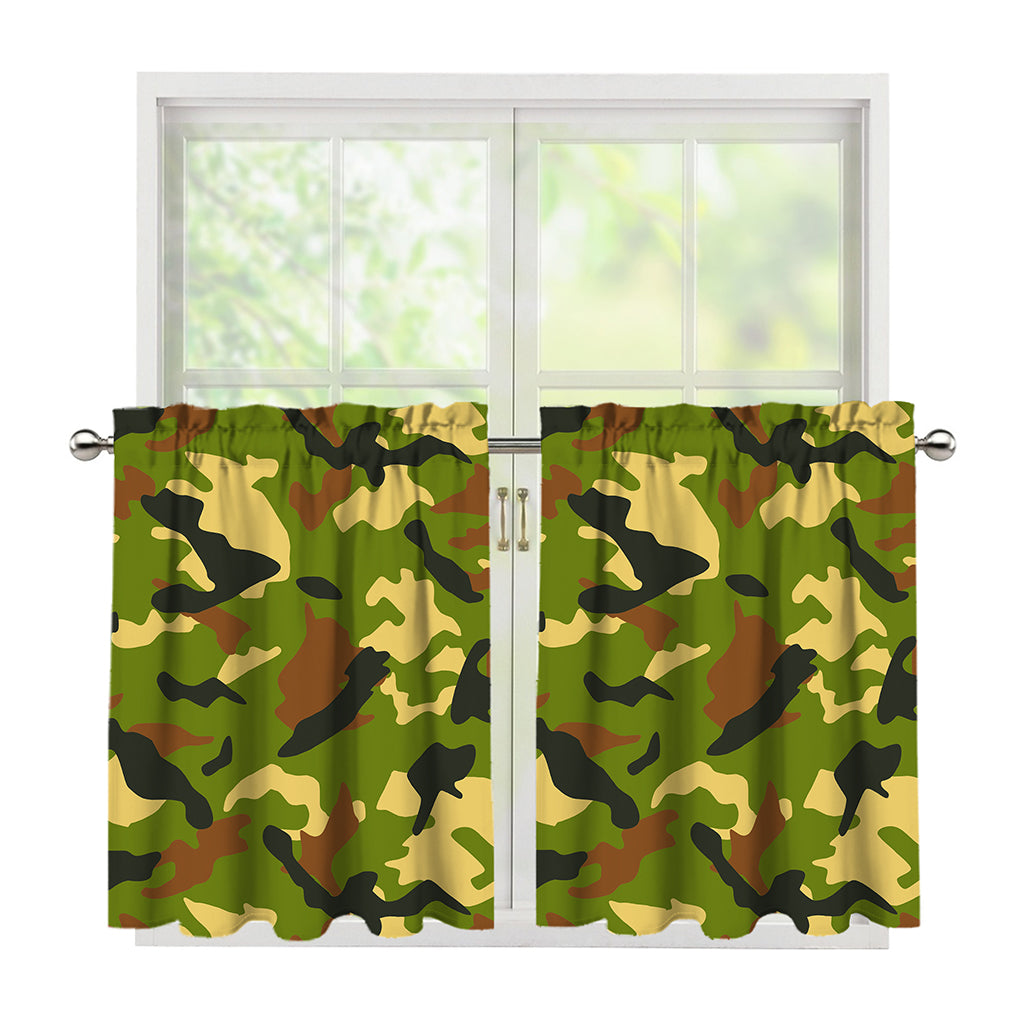 Military Camouflage Print Tier Curtains