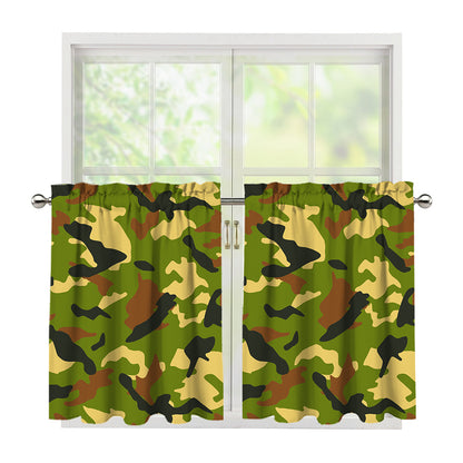 Military Camouflage Print Tier Curtains