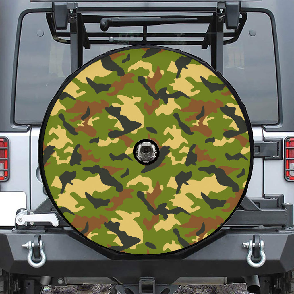 Military Camouflage Print Tire Cover With Camera Hole