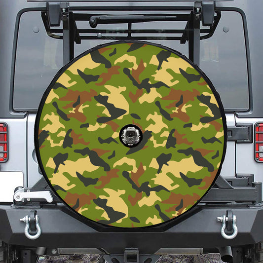 Military Camouflage Print Tire Cover With Camera Hole