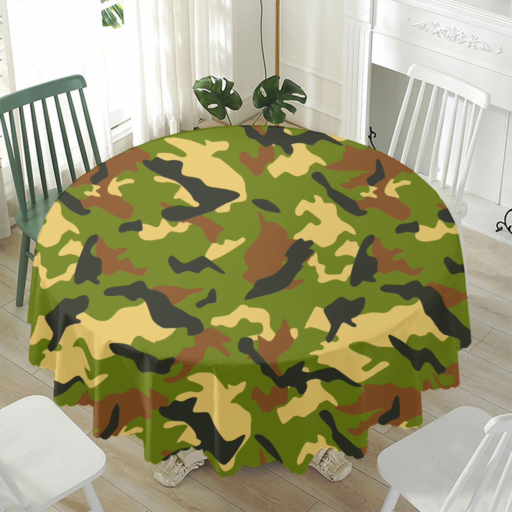 Military Camouflage Print Waterproof Round Tablecloth