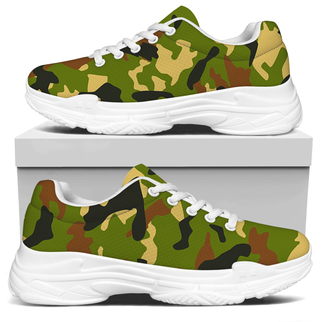 Military Camouflage Print White Chunky Shoes