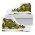 Military Camouflage Print White High Top Sneakers