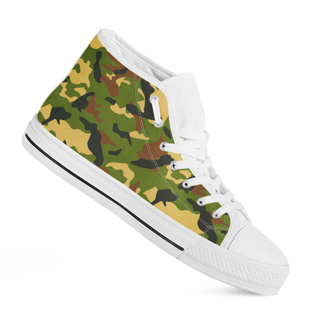 Military Camouflage Print White High Top Sneakers