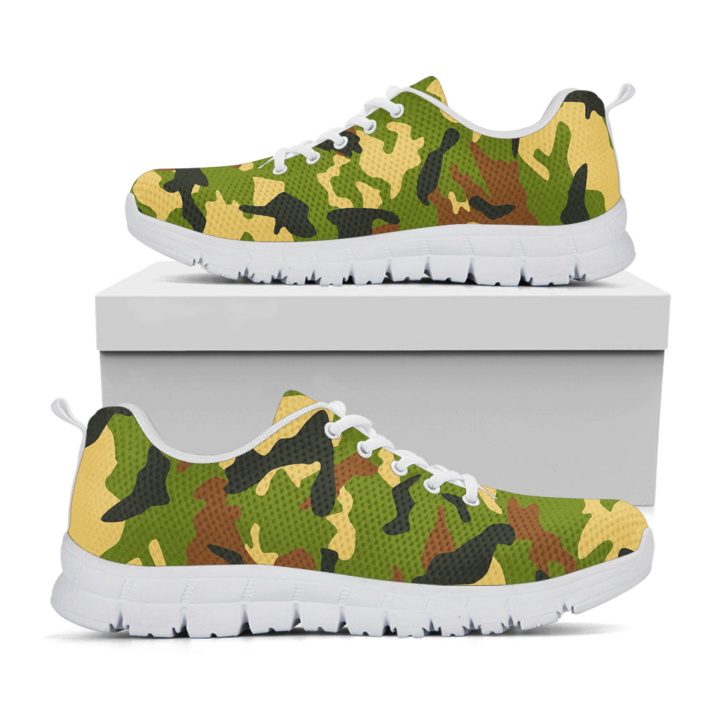 Military Camouflage Print White Running Shoes