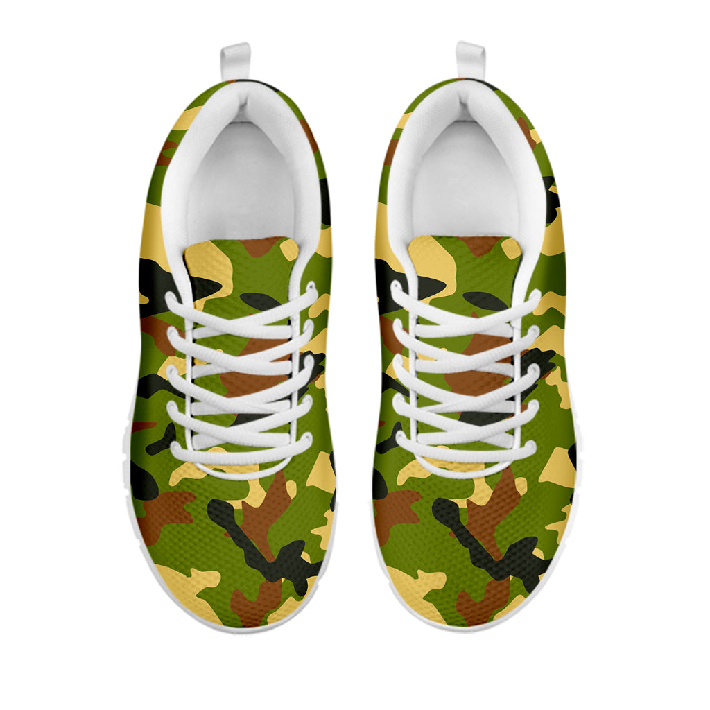 Military Camouflage Print White Running Shoes