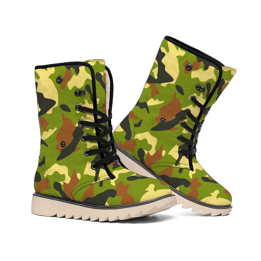 Military Camouflage Print Winter Boots