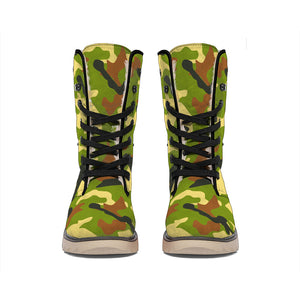 Military Camouflage Print Winter Boots