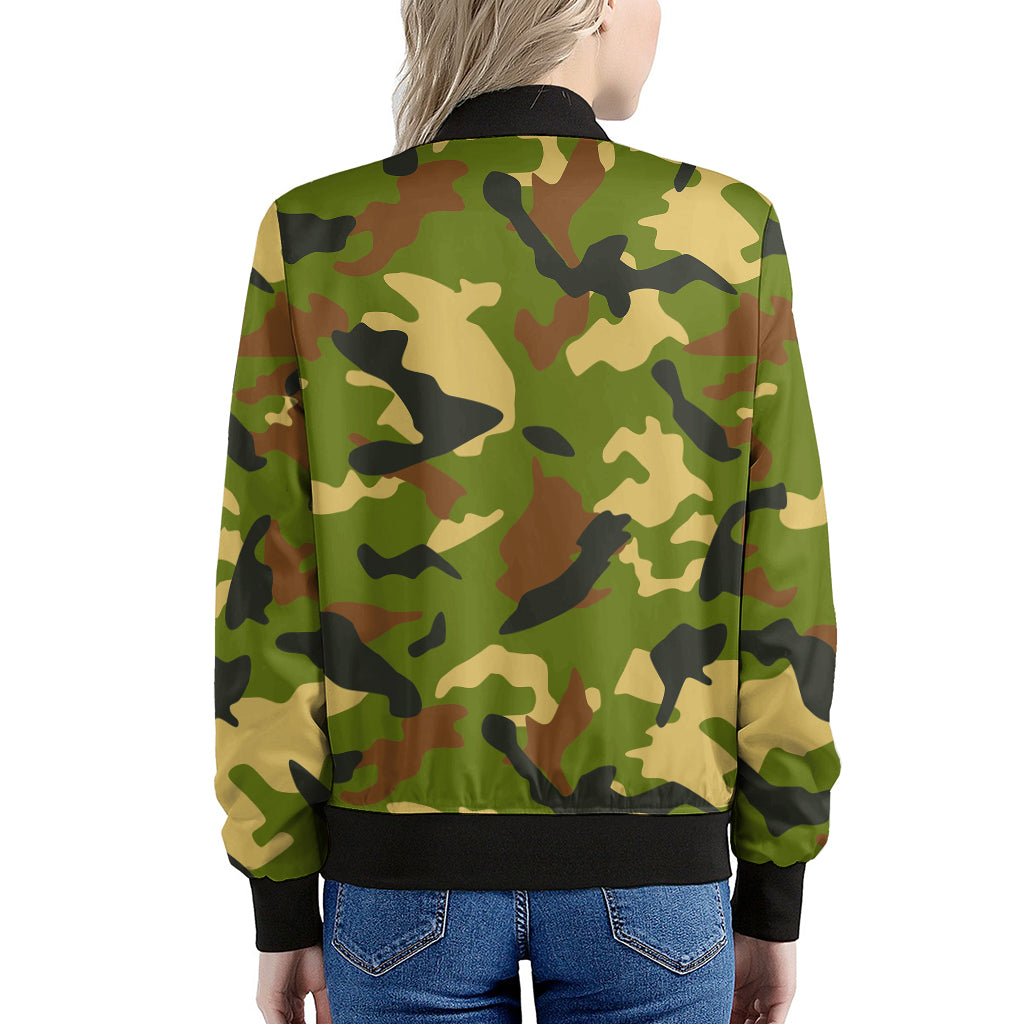 Military Camouflage Print Women's Bomber Jacket