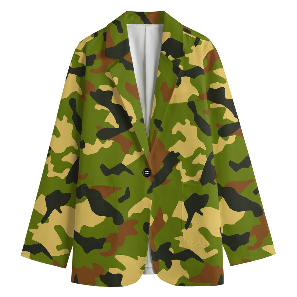 Military Camouflage Print Women's Cotton Blazer