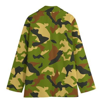 Military Camouflage Print Women's Cotton Blazer
