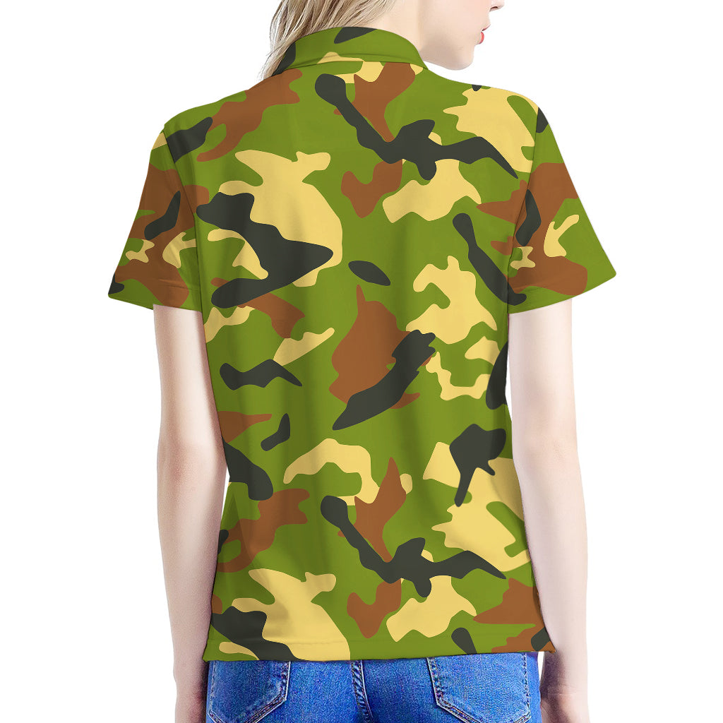 Military Camouflage Print Women's Polo Shirt