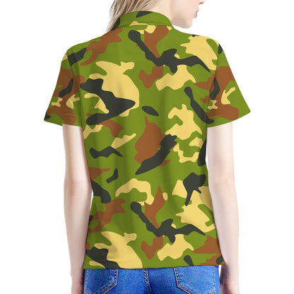 Military Camouflage Print Women's Polo Shirt