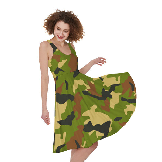 Military Camouflage Print Women's Sleeveless Dress