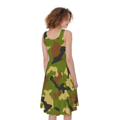 Military Camouflage Print Women's Sleeveless Dress