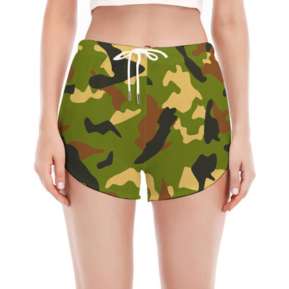 Military Camouflage Print Women's Split Running Shorts