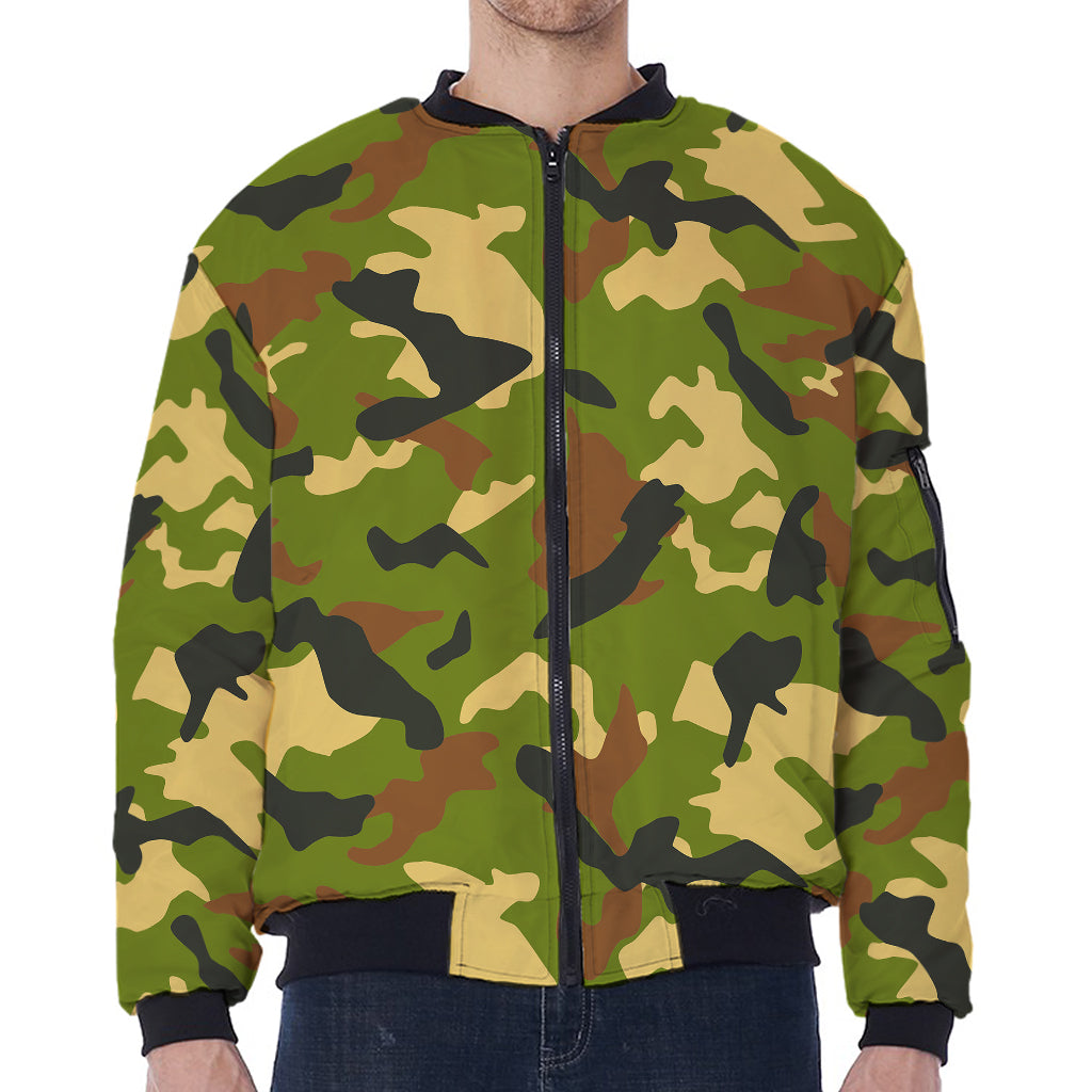 Military Camouflage Print Zip Sleeve Bomber Jacket