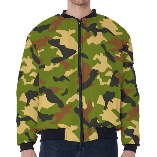 Military Camouflage Print Zip Sleeve Bomber Jacket