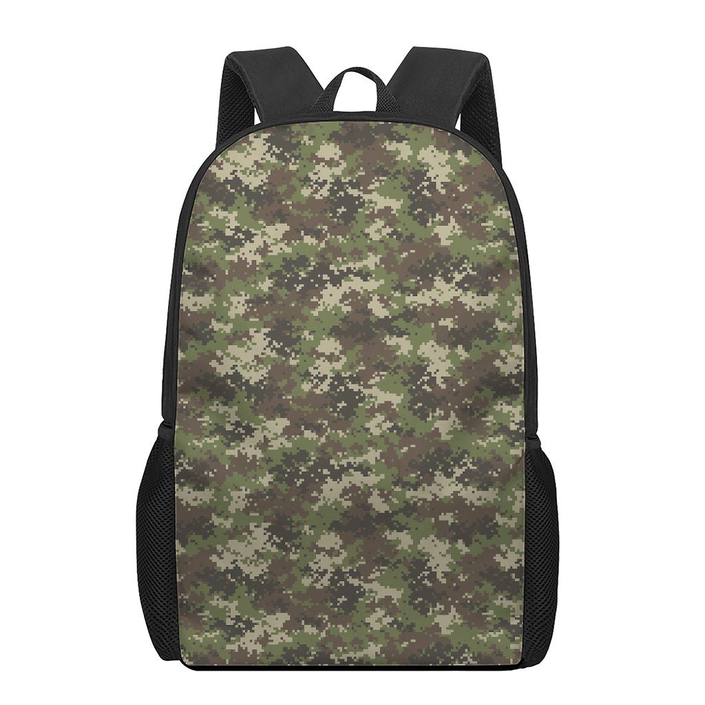 Military Digital Camo Pattern Print 17 Inch Backpack
