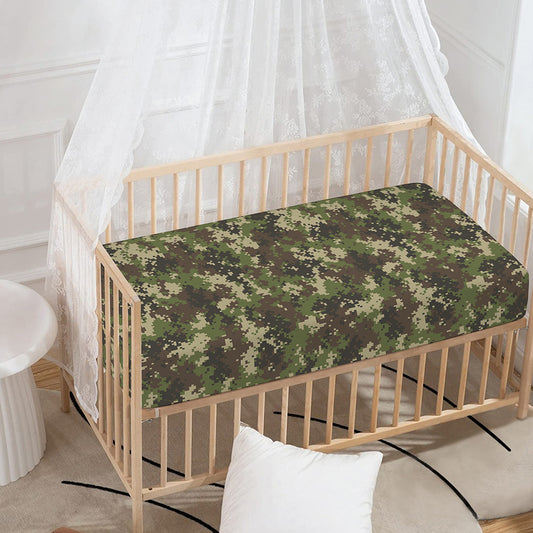 Military Digital Camo Pattern Print Baby Crib Sheet