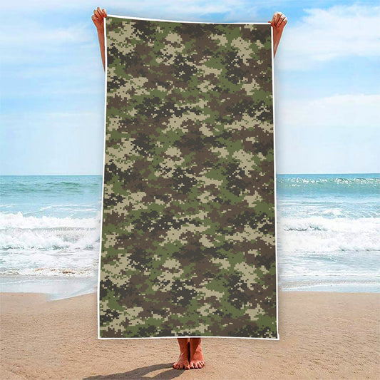 Military Digital Camo Pattern Print Beach Towel