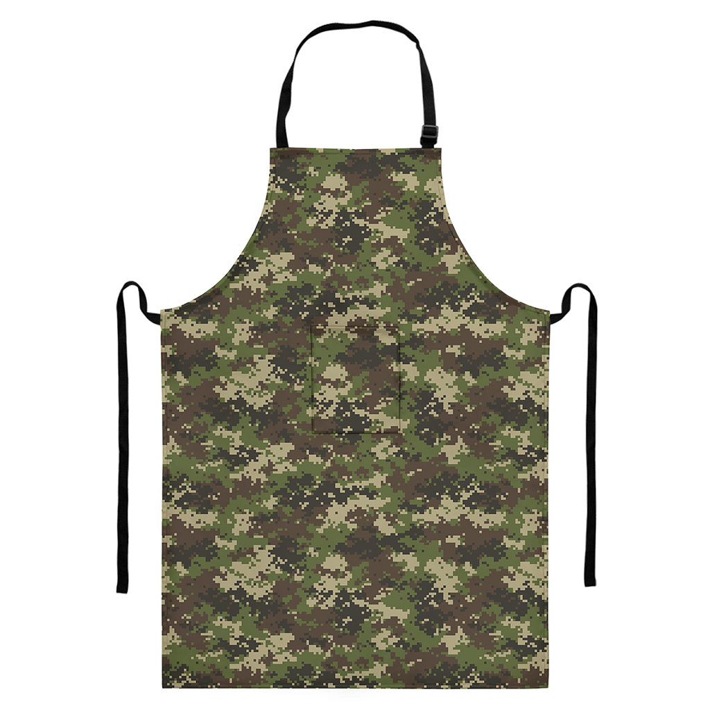 Military Digital Camo Pattern Print Bib Apron With Pocket